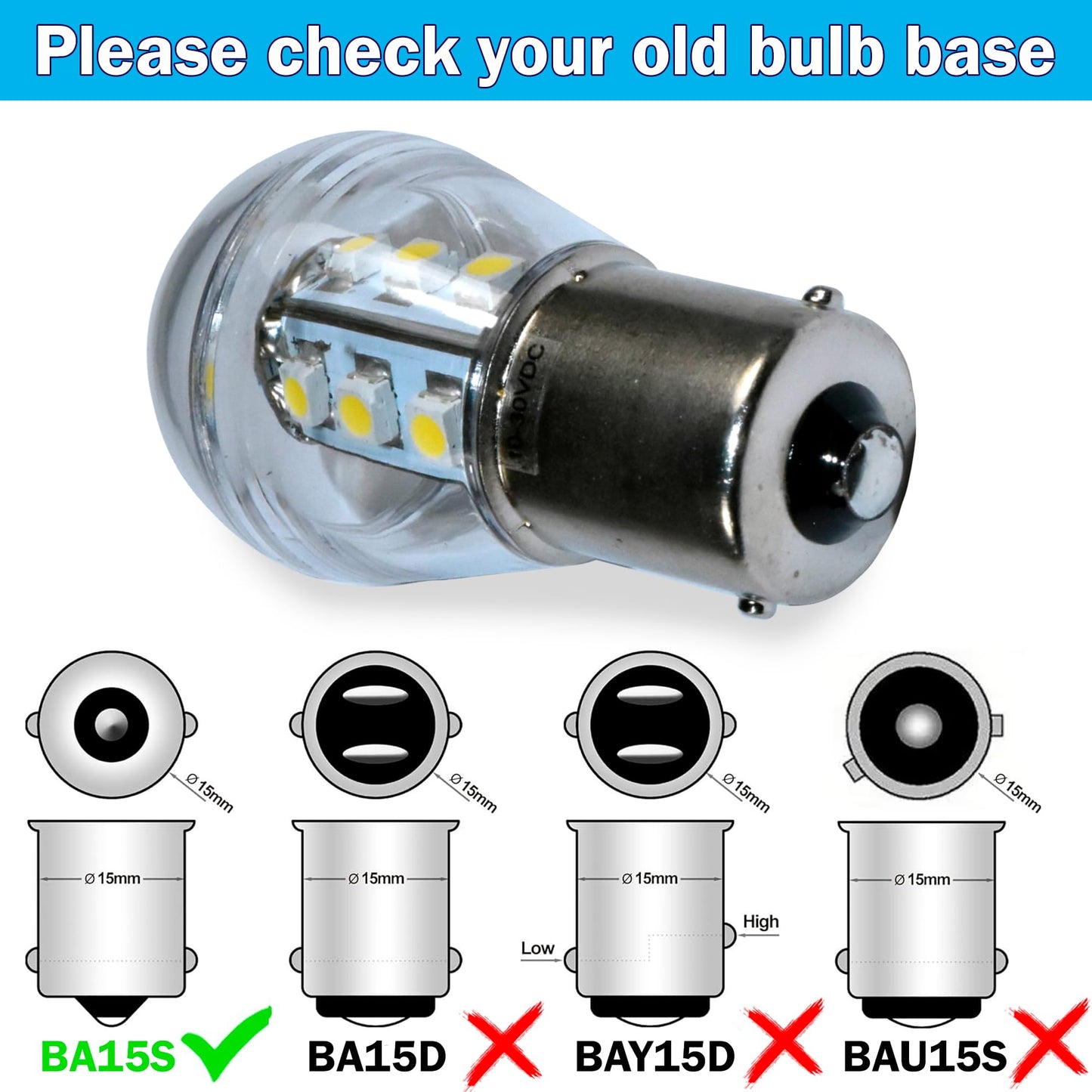 HQRP Headlight LED Bulb 2-Pack for John Deere Tractors 5200-5500, Model 887774405201705, 2 Count